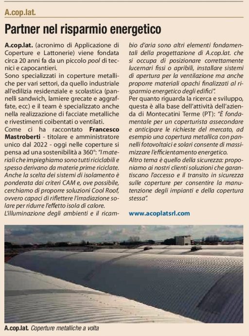 Articolo de “Il sole 24 ore”